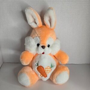 Love Land Orange Easter Bunny Rabbit Plush Orange Carrot 1985 Vintage 12.5"